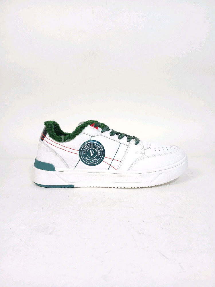 베르사체진스 흰색 털 가죽 남성 스니커즈--2