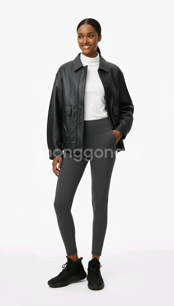 레더 가죽 점퍼 레자 오버핏 남성 여성 L 상태 양호 자켓--2