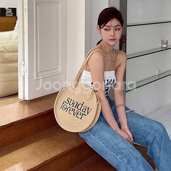 라탄 밀짚 비치백 숄더백--1