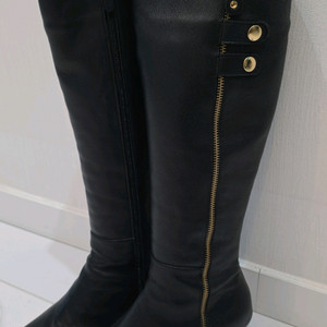 MOOK 여성 블랙 가죽 롱부츠 235