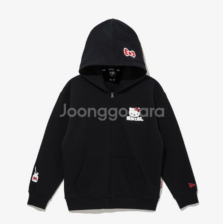 산리오 키티X뉴에라 블랙 후드집업 55-66 (새제품 정품)--0
