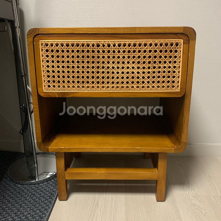 원목 라탄 침대 협탁 사이드테이블--0