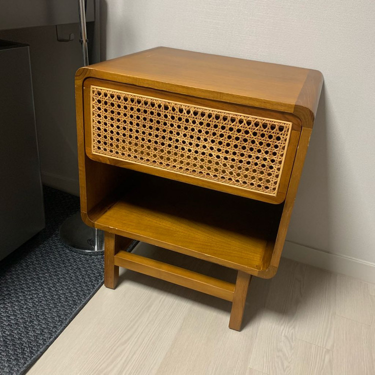 원목 라탄 침대 협탁 사이드테이블--1