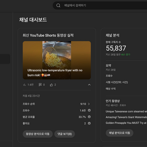 유튜브 채널 양도 합니다구독자 5만5천 명. (60만원)