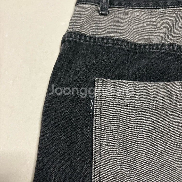 정품 꼼파뇨 스타 와이드 흑청 데님팬츠 블랙 청바지30--6