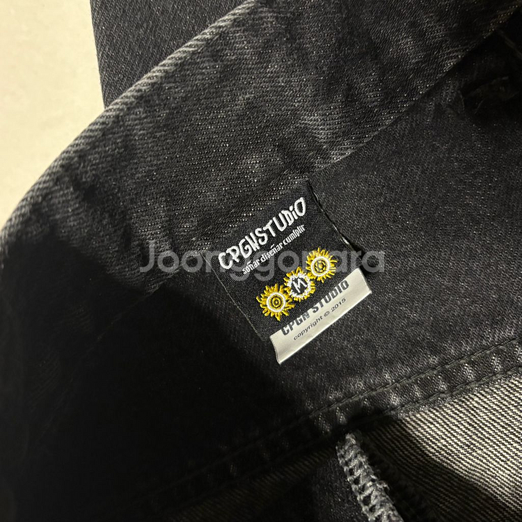 정품 꼼파뇨 스타 와이드 흑청 데님팬츠 블랙 청바지30--7