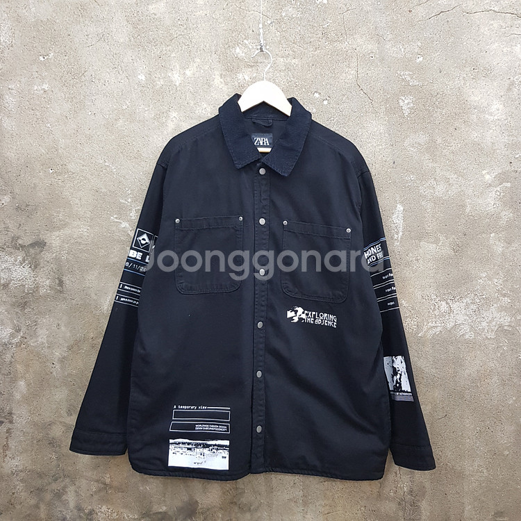 자라 데님 로고 블랙 자켓 XL 사이즈--0