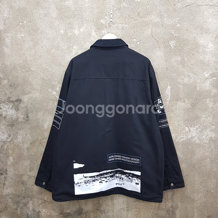 자라 데님 로고 블랙 자켓 XL 사이즈--1