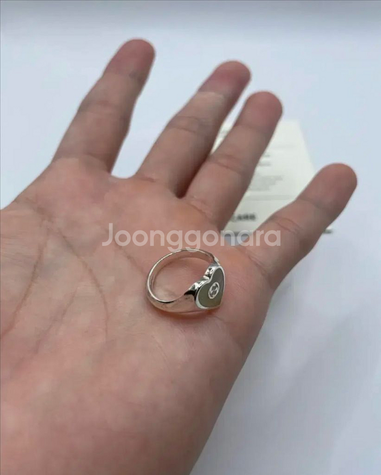 구찌 반지 8호 인터로킹 하트링 실버반지 645544--1