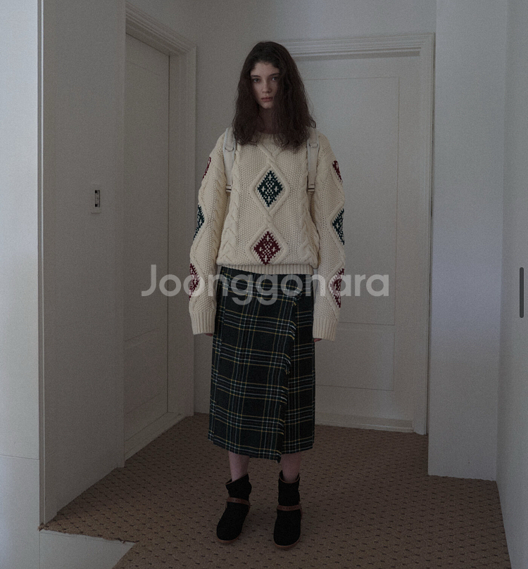 [새상품] 스무드무드 체크 랩 스커트--1