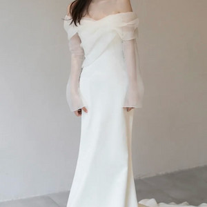 셀프웨딩 2부 브라이덜 오프숄더 롱 드레스