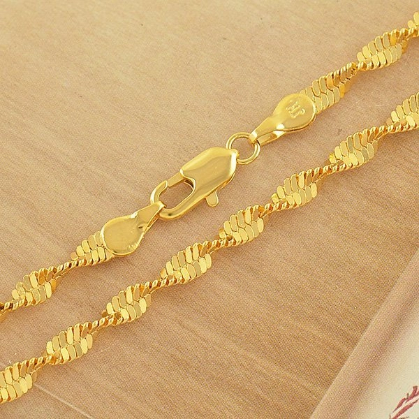 새 골드 18K GP 43cm 프레즐 체인 목걸이 금색 금 패션 꼬임줄 이미지