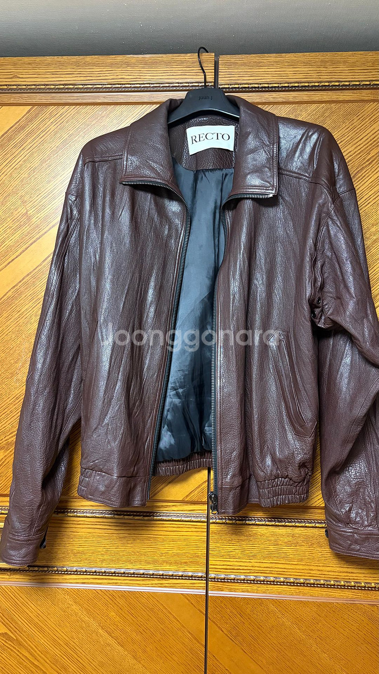 렉토 하이넥 가죽점퍼 브라운 XL--0
