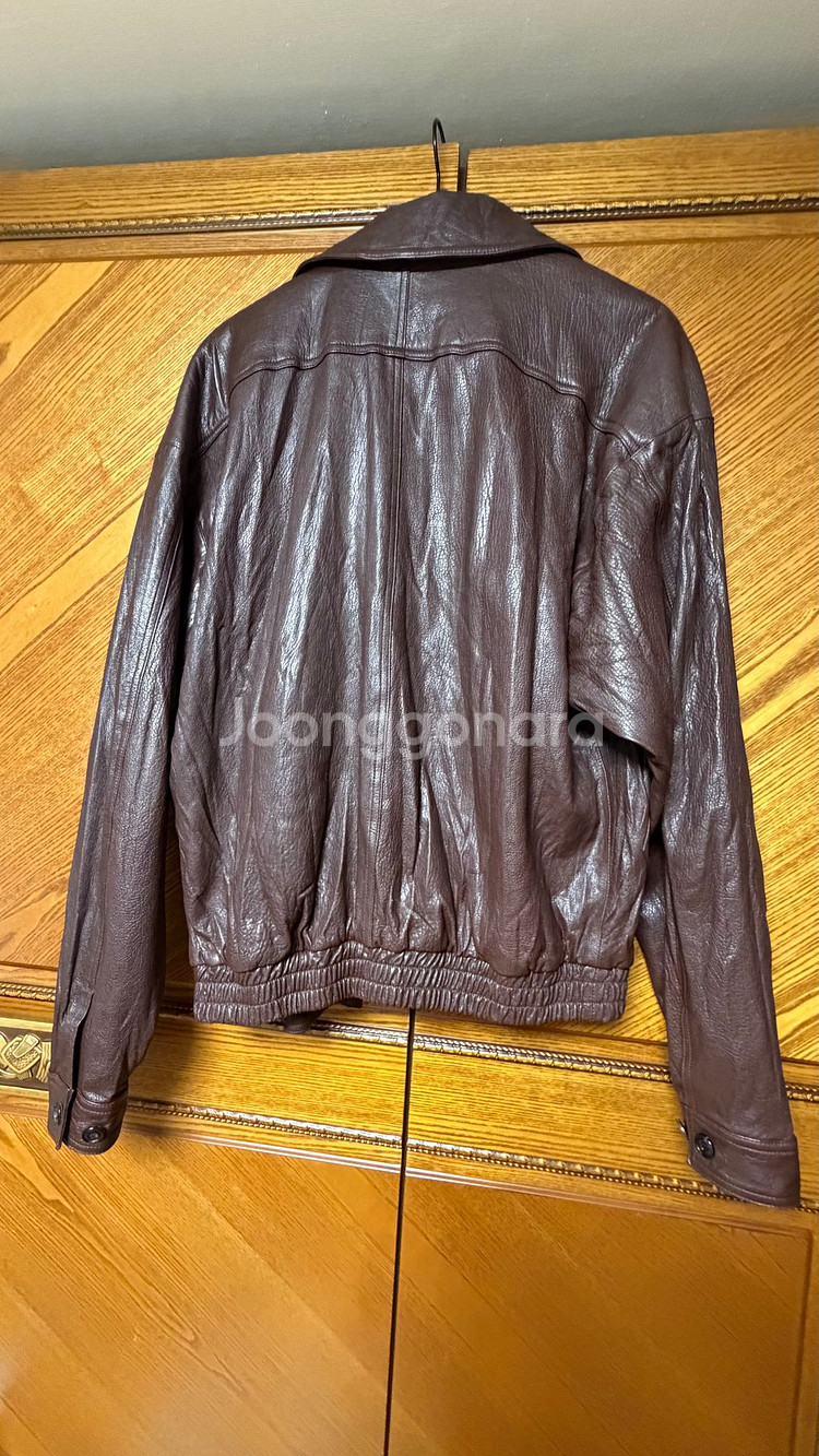 렉토 하이넥 가죽점퍼 브라운 XL--5