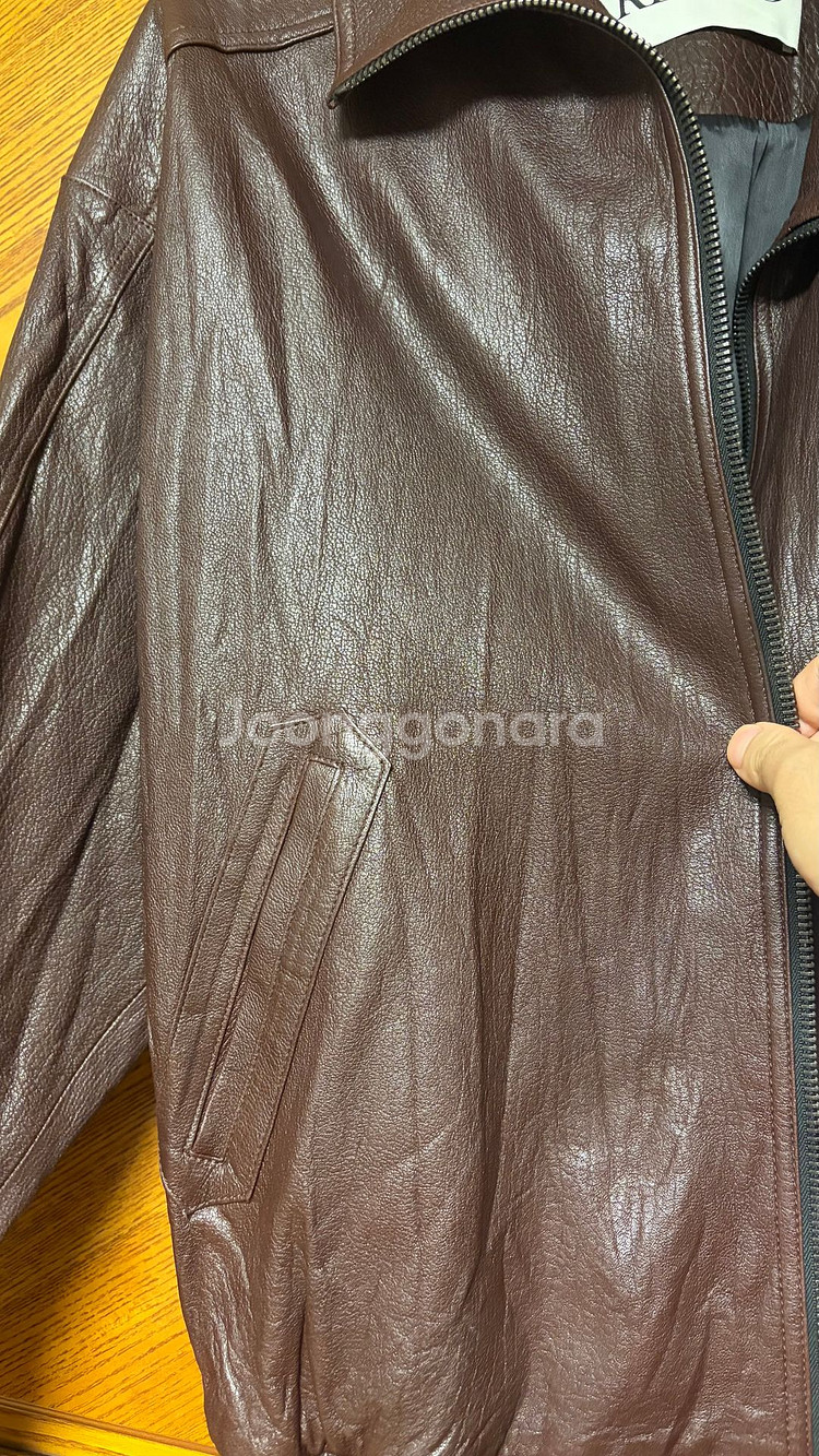 렉토 하이넥 가죽점퍼 브라운 XL--2