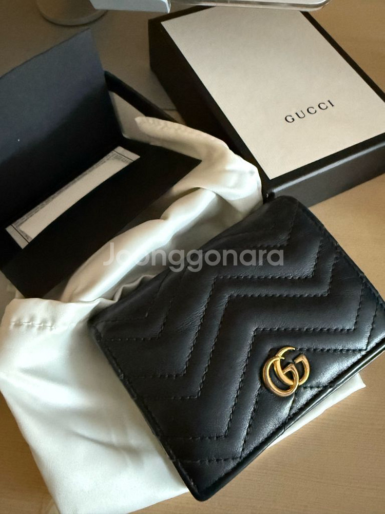 구찌 GG 마몬트 마틀라세 반지갑 블랙--0