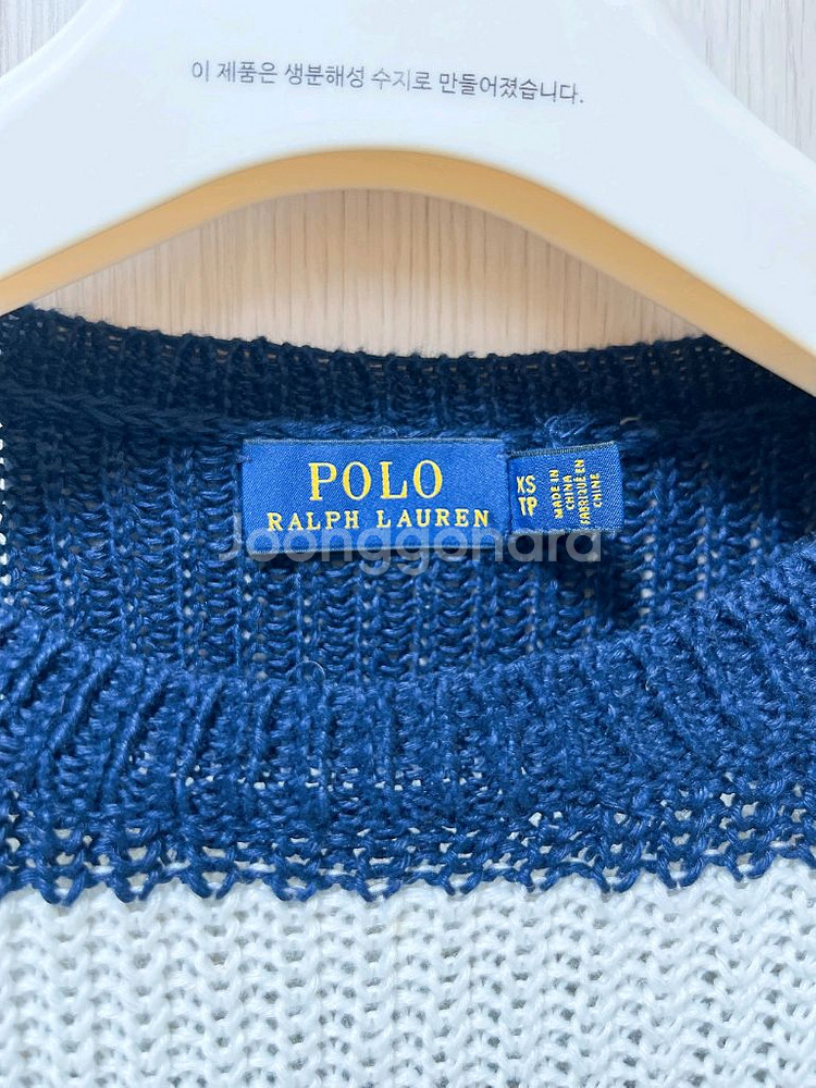 폴로 랄프로렌 스트라이프 린넨 여성 니트 크루넥 스웨터--2