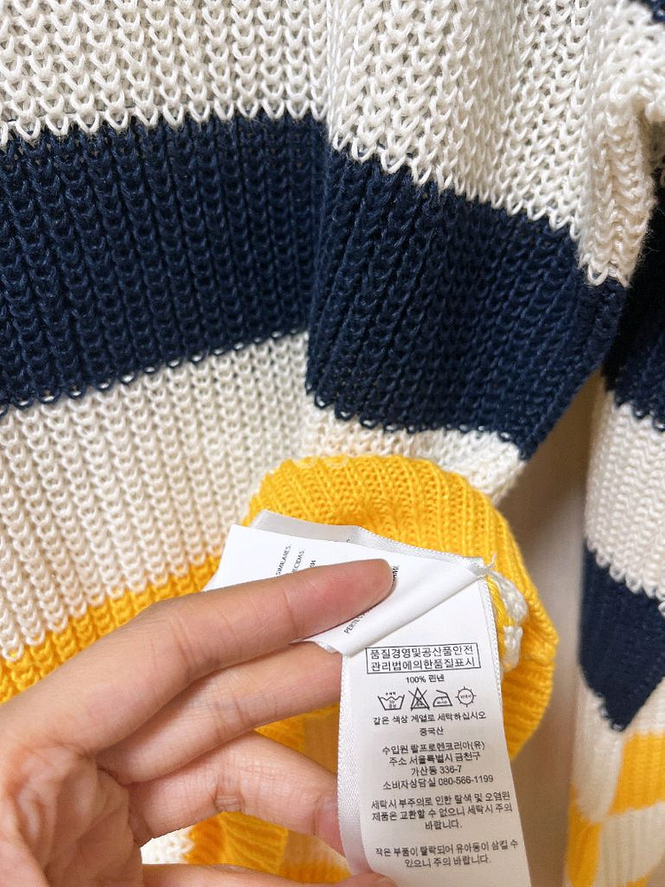 폴로 랄프로렌 스트라이프 린넨 여성 니트 크루넥 스웨터--3