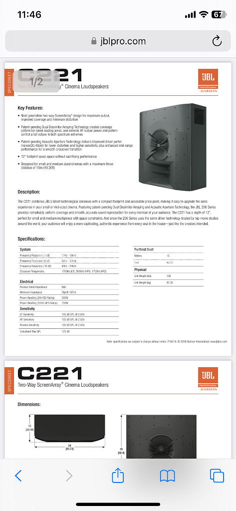 jbl C221 콘서트용 스피커--3
