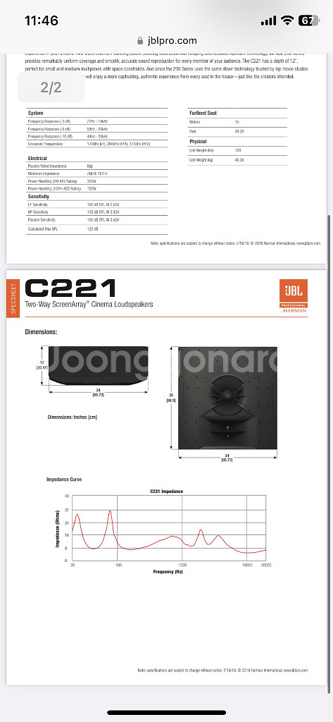jbl C221 콘서트용 스피커--4