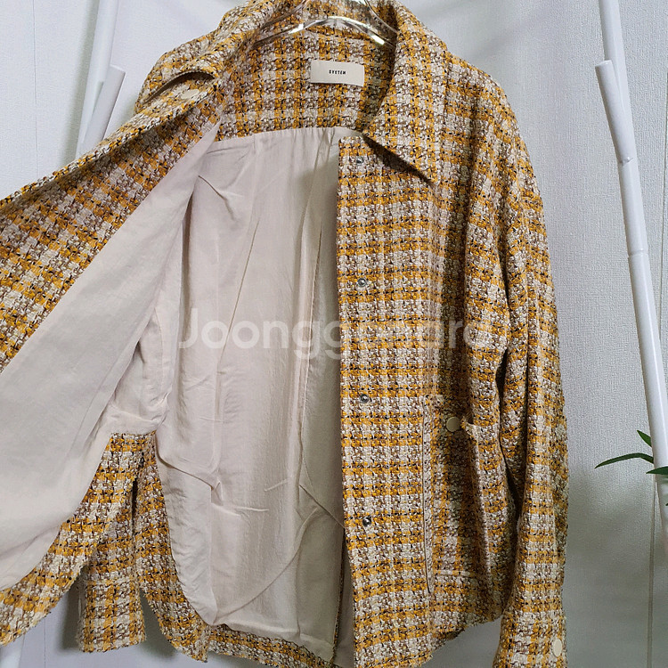 한섬시스템 이태리패브릭 루즈핏 트위드자켓--1