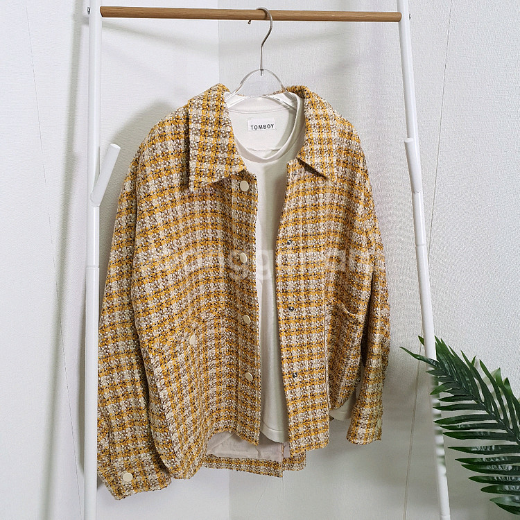 한섬시스템 이태리패브릭 루즈핏 트위드자켓--0