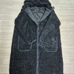 버커루 양털 양면 후드 롱코트