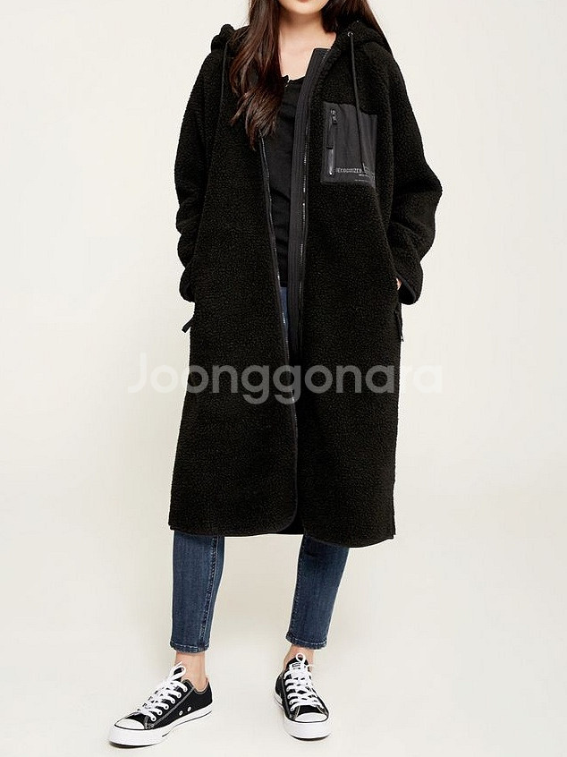 버커루 양털 양면 후드 롱코트--2