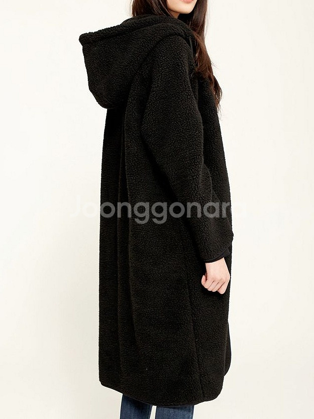 버커루 양털 양면 후드 롱코트--3