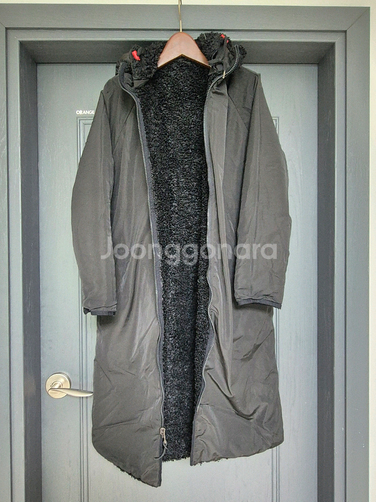 버커루 양털 양면 후드 롱코트--1