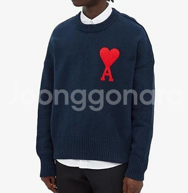 아미 하트 로고 니트 스웨터--0