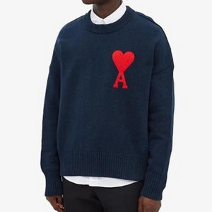 아미 하트 로고 니트 스웨터