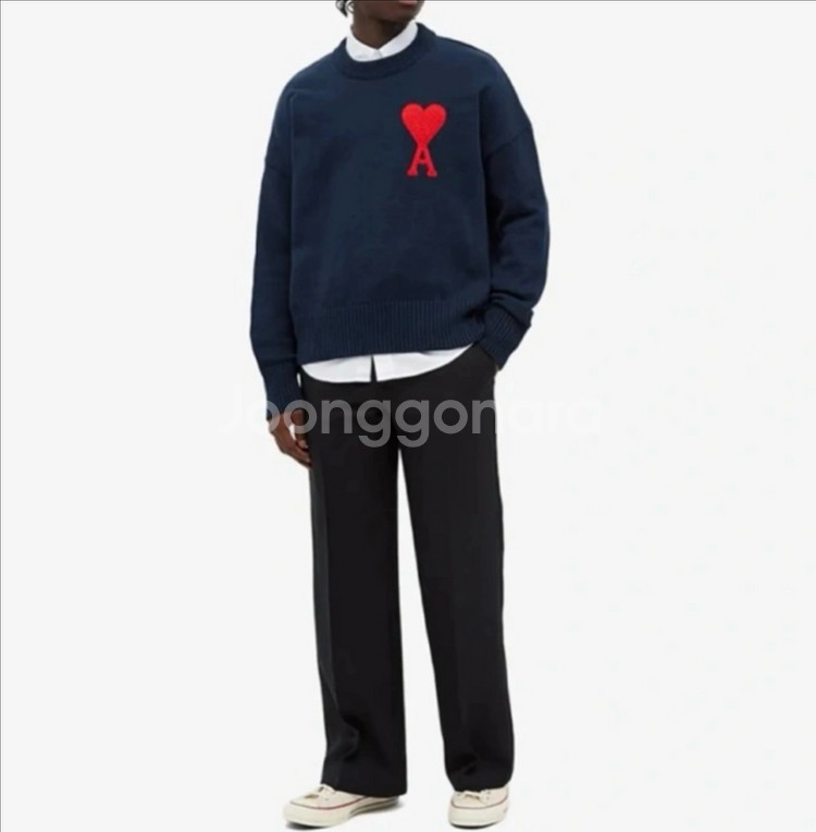 아미 하트 로고 니트 스웨터--2