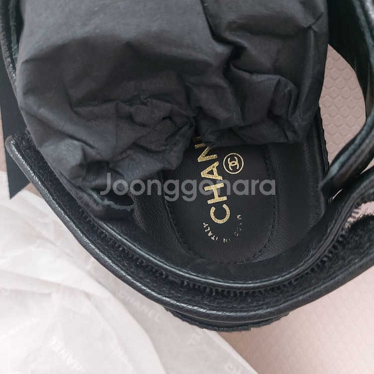 (38,250)샤넬 밸크로 샌들 벨크로 캐비어 블랙--6