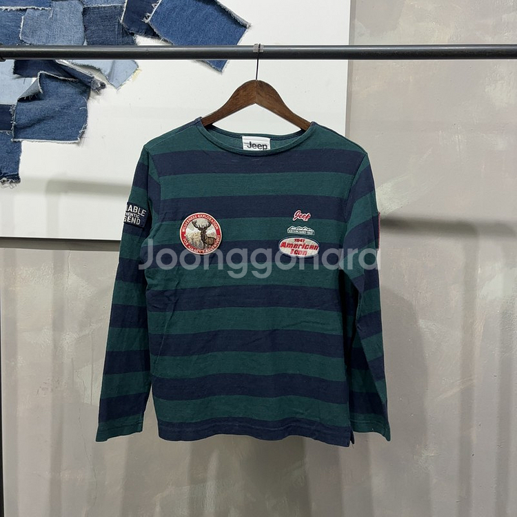 (90) 지프 캐주얼 스트릿 럭비 스트라이프 긴팔티--0