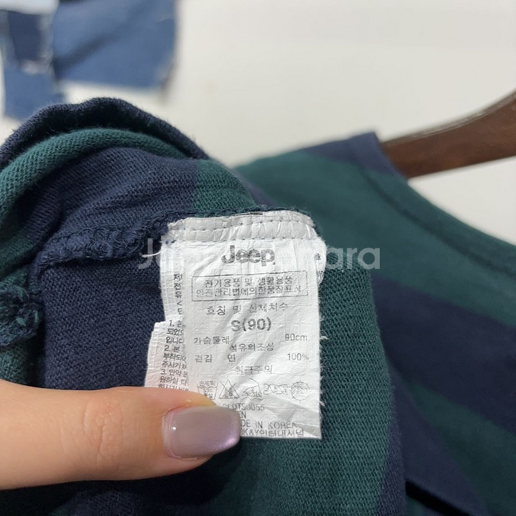 (90) 지프 캐주얼 스트릿 럭비 스트라이프 긴팔티--4