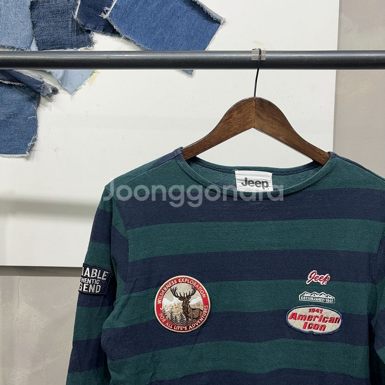 (90) 지프 캐주얼 스트릿 럭비 스트라이프 긴팔티--2