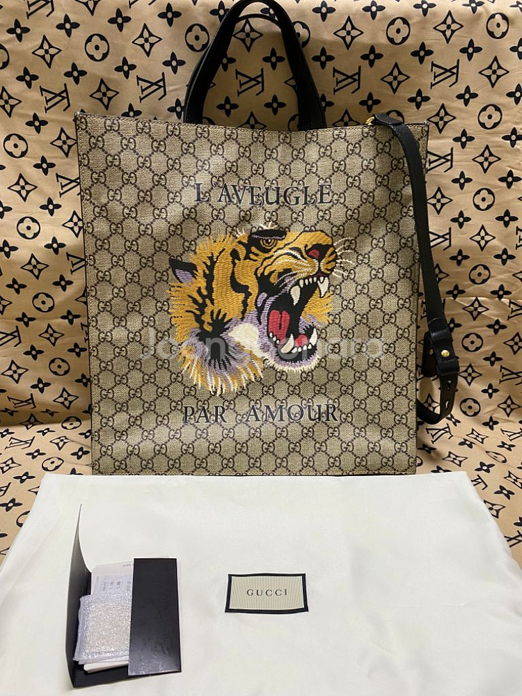 [영수증] 구찌 GG 수프림 타이거 토트백--0