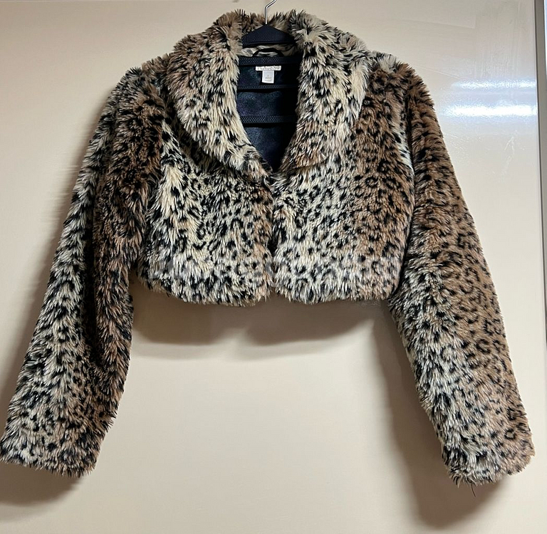 어린이 크롭 레오파드 페이크퍼 자켓--0