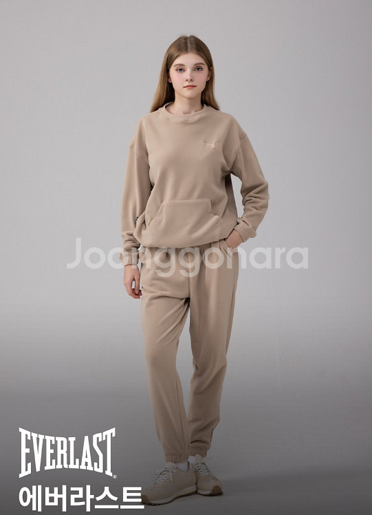 에버라스트 여자 플리스 트레이닝 세트 L100사이즈 베이지 카키 운동복--0