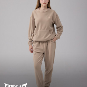 에버라스트 여자 플리스 트레이닝 세트 L100사이즈 베이지 카키 운동복