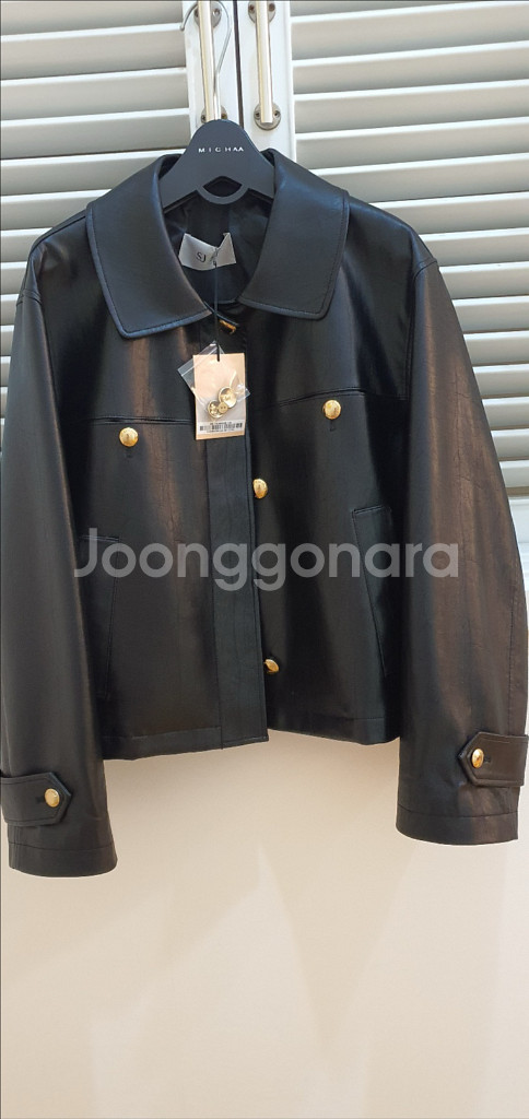 SJSJ 백 플리츠레더자켓 미착용 새상품 택 ㅇ--1