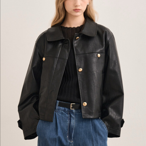 SJSJ 백 플리츠레더자켓 미착용 새상품 택 ㅇ