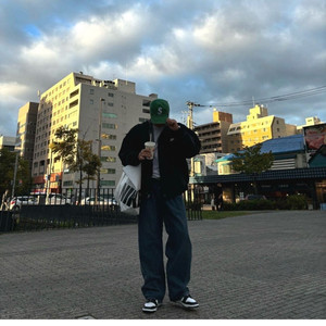 원턱 와이드 데님 팬츠 중청