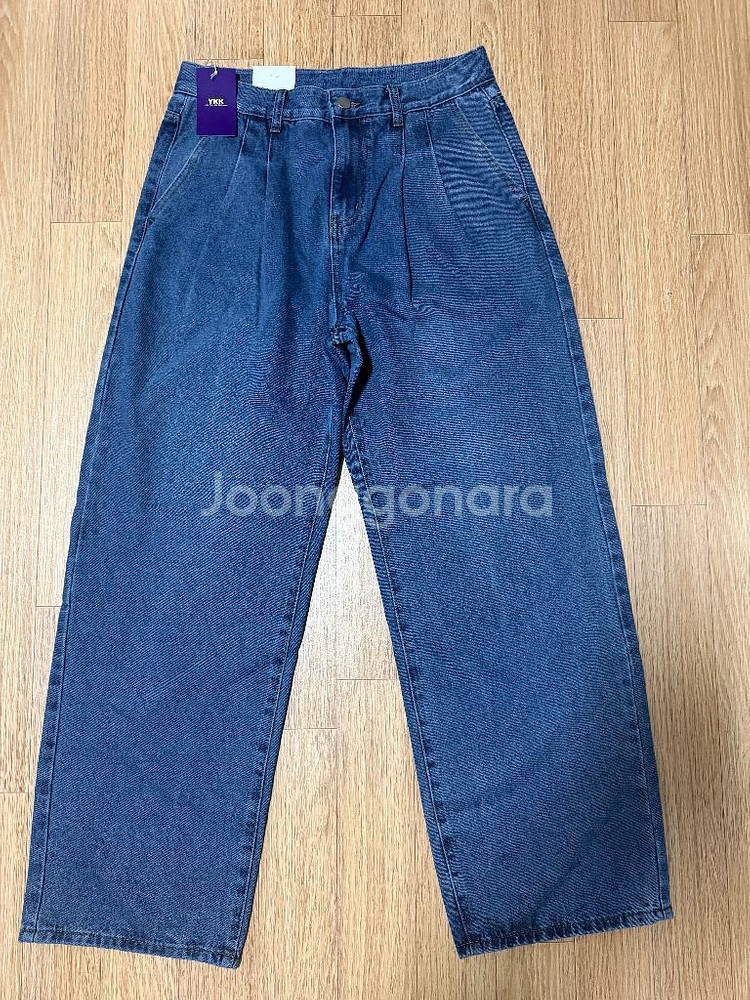 원턱 와이드 데님 팬츠 중청--1