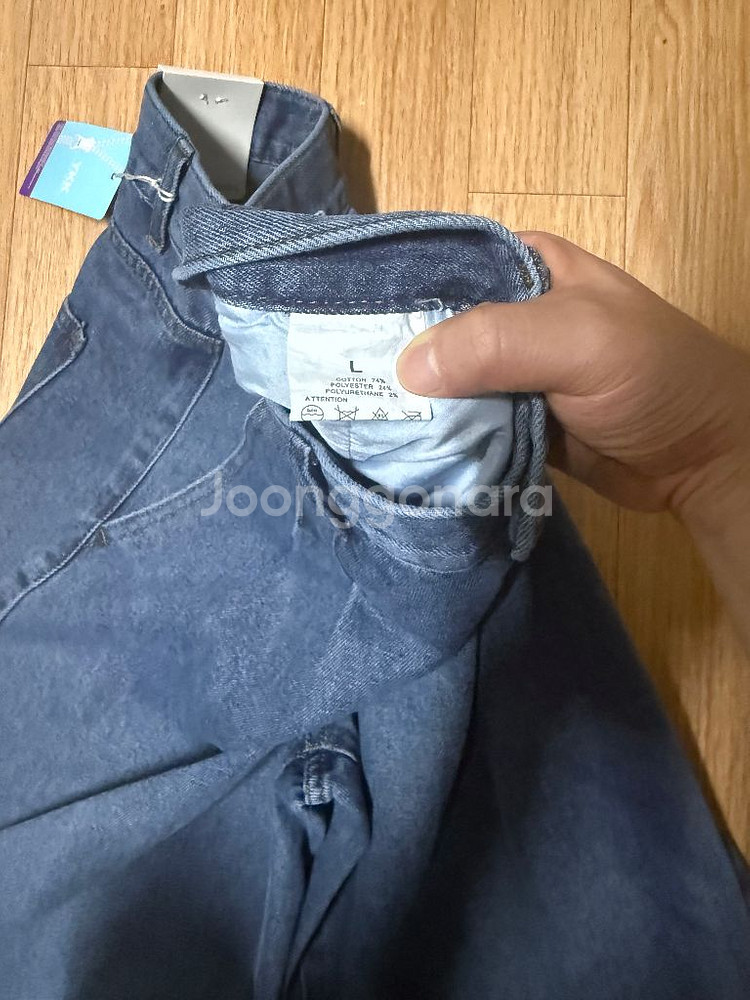 원턱 와이드 데님 팬츠 중청--2