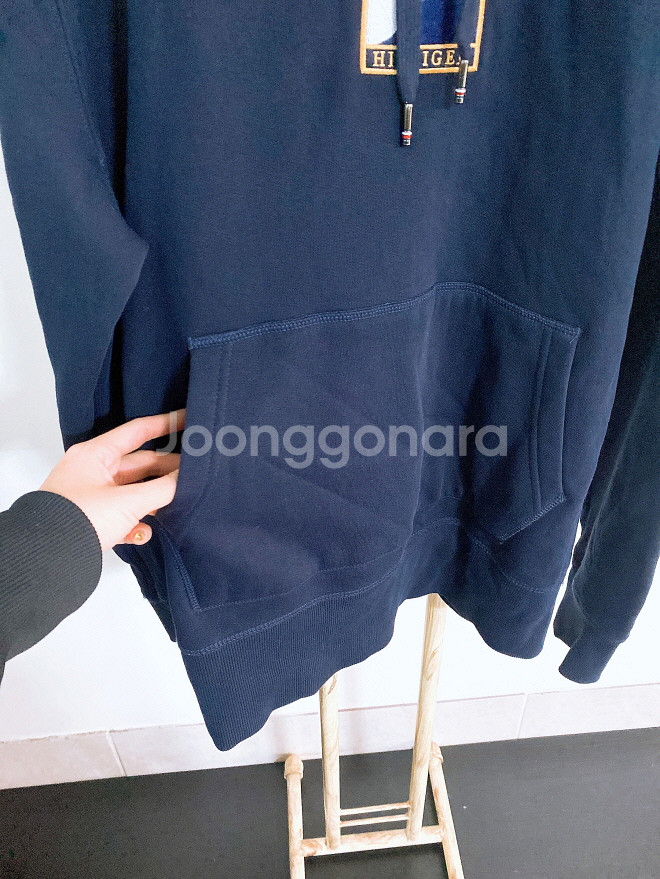 (XL)타미힐피거남자오버핏기모후드티--3