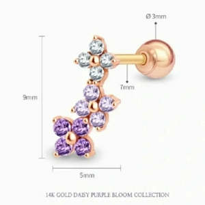 14K 골드 데이지 펄 블룸 귀걸이