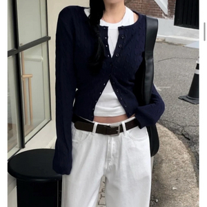 니트 가디건 그레이 네이비