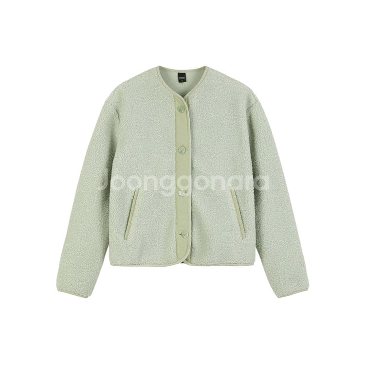 탑텐 쉘파 가디건자켓 라운드넥 뽀글이 양털 부클재킷--1